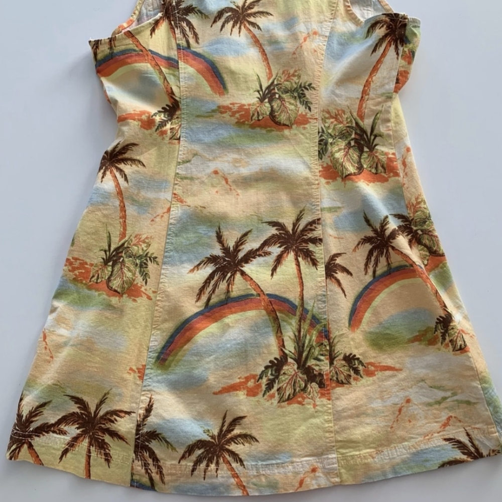 Palm Tree Rainbow Print Linen Micro Mini Dress - Urban Outfitters Freya - Picture 6 of 9